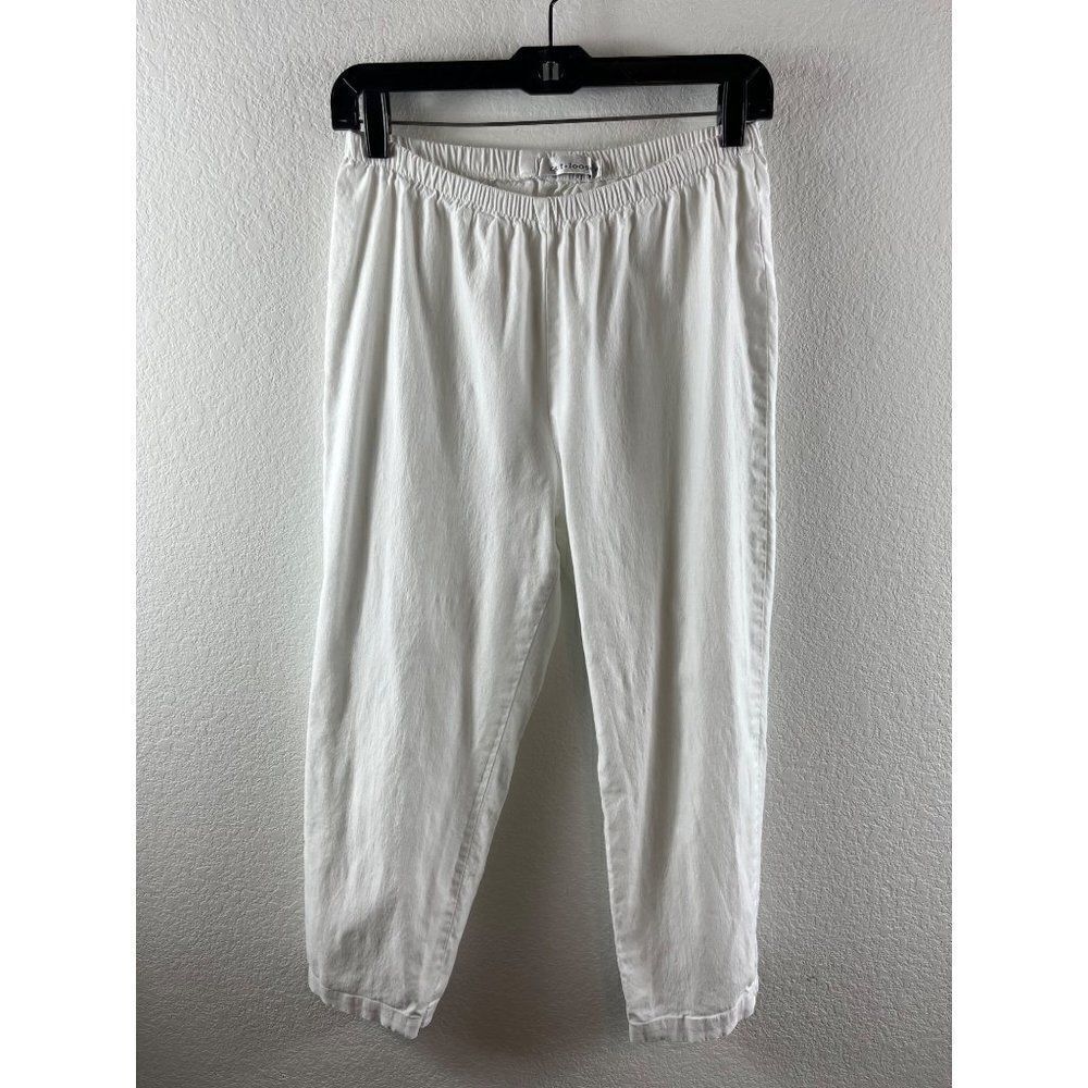 Cut Loose Linen Blend Pull-On Casual Ankle Pant Medium White Laganlook Coastal